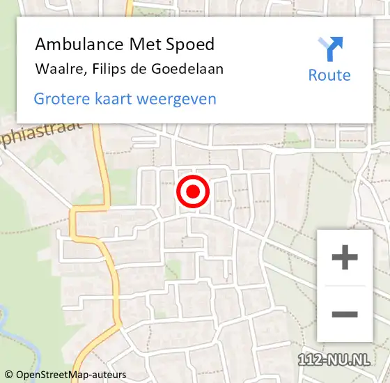 Locatie op kaart van de 112 melding: Ambulance Met Spoed Naar Waalre, Filips de Goedelaan op 19 juli 2019 02:43