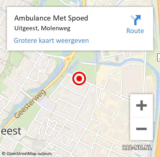 Locatie op kaart van de 112 melding: Ambulance Met Spoed Naar Uitgeest, Molenweg op 19 juli 2019 06:40