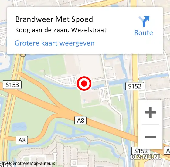 Locatie op kaart van de 112 melding: Brandweer Met Spoed Naar Koog aan de Zaan, Wezelstraat op 19 juli 2019 08:32