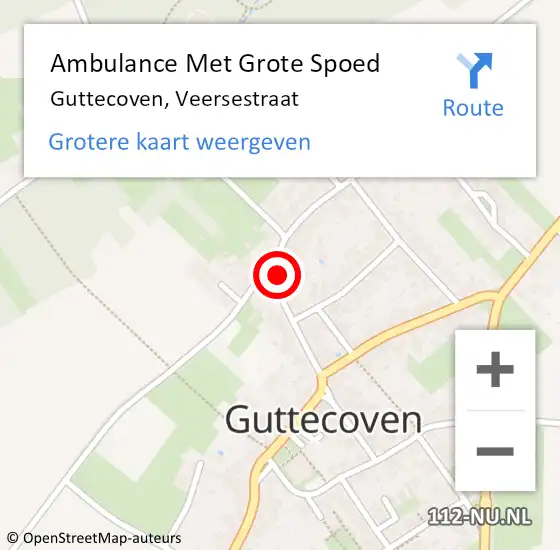 Locatie op kaart van de 112 melding: Ambulance Met Grote Spoed Naar Guttecoven, Veersestraat op 7 april 2014 23:11
