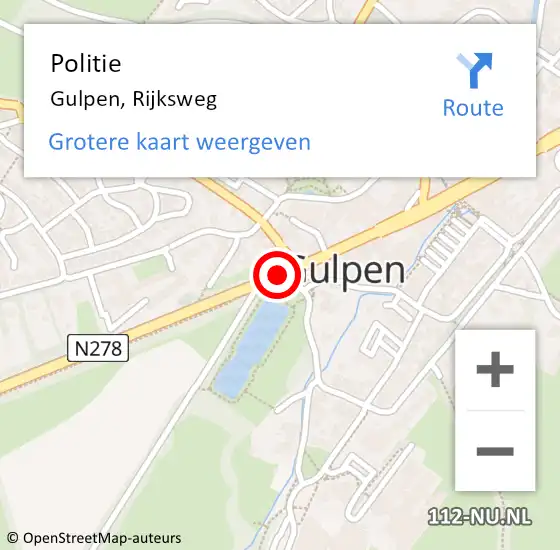 Locatie op kaart van de 112 melding: Politie Gulpen, Rijksweg op 19 juli 2019 12:15