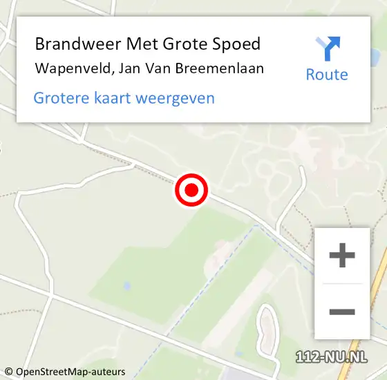 Locatie op kaart van de 112 melding: Brandweer Met Grote Spoed Naar Wapenveld, Jan Van Breemenlaan op 19 juli 2019 13:34