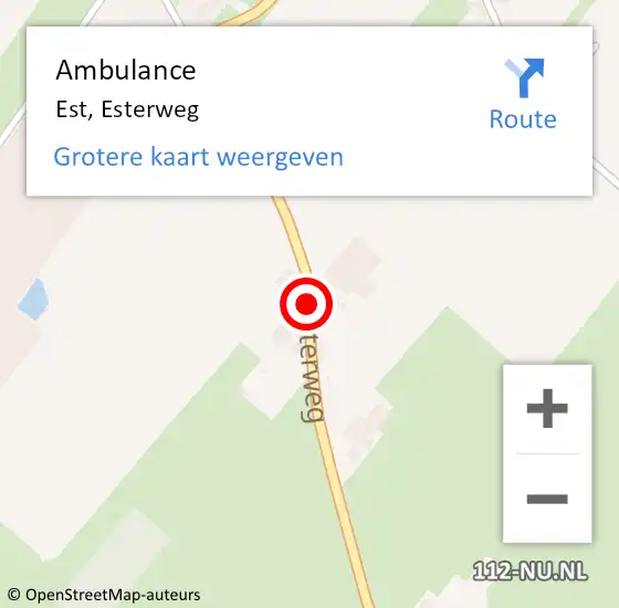 Locatie op kaart van de 112 melding: Ambulance Est, Esterweg op 19 juli 2019 15:36