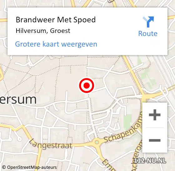Locatie op kaart van de 112 melding: Brandweer Met Spoed Naar Hilversum, Groest op 19 juli 2019 15:59