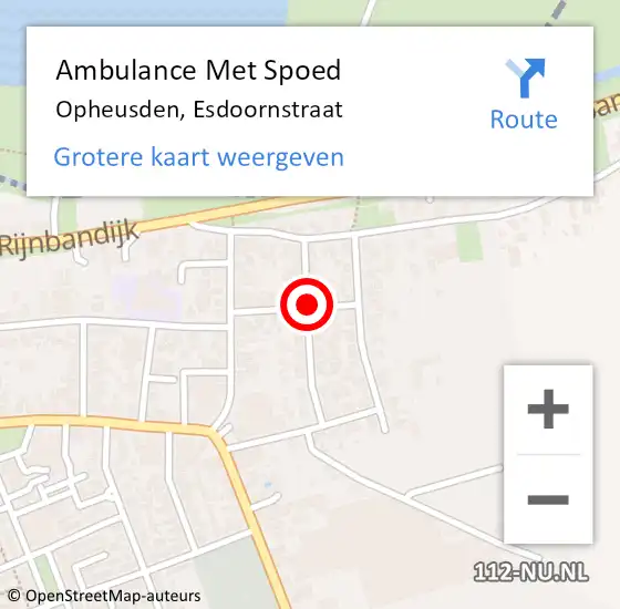 Locatie op kaart van de 112 melding: Ambulance Met Spoed Naar Opheusden, Meidoornstraat op 19 juli 2019 16:20