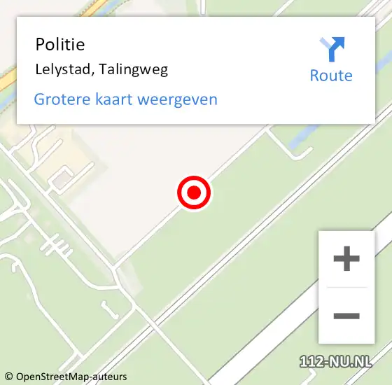 Locatie op kaart van de 112 melding: Politie Lelystad, Talingweg op 19 juli 2019 17:49
