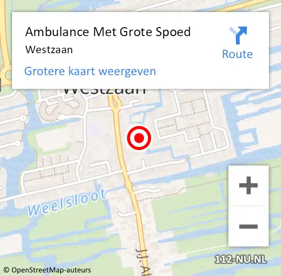 Locatie op kaart van de 112 melding: Ambulance Met Grote Spoed Naar Westzaan op 19 juli 2019 18:04