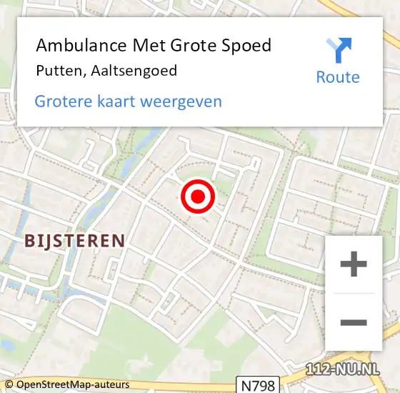 Locatie op kaart van de 112 melding: Ambulance Met Grote Spoed Naar Putten, Aaltsengoed op 19 juli 2019 22:11