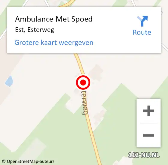 Locatie op kaart van de 112 melding: Ambulance Met Spoed Naar Est, Esterweg op 20 juli 2019 01:17