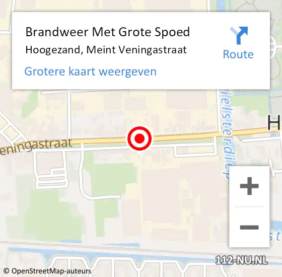 Locatie op kaart van de 112 melding: Brandweer Met Grote Spoed Naar Hoogezand, Meint Veningastraat op 20 juli 2019 01:32