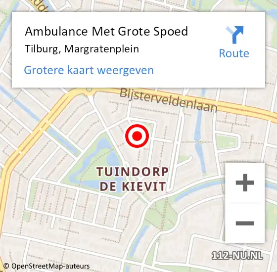 Locatie op kaart van de 112 melding: Ambulance Met Grote Spoed Naar Tilburg, Margratenplein op 20 juli 2019 13:05