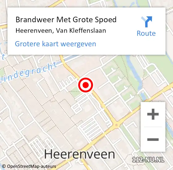 Locatie op kaart van de 112 melding: Brandweer Met Grote Spoed Naar Heerenveen, Van Kleffenslaan op 20 juli 2019 13:59