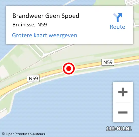 Locatie op kaart van de 112 melding: Brandweer Geen Spoed Naar Bruinisse, N59 op 20 juli 2019 16:05