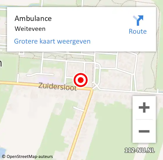 Locatie op kaart van de 112 melding: Ambulance Weiteveen op 20 juli 2019 17:09
