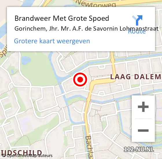 Locatie op kaart van de 112 melding: Brandweer Met Grote Spoed Naar Gorinchem, Jhr. Mr. A.F. de Savornin Lohmanstraat op 20 juli 2019 21:24