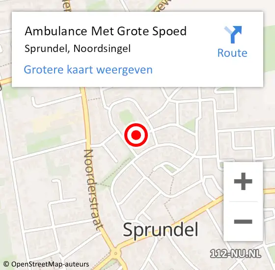 Locatie op kaart van de 112 melding: Ambulance Met Grote Spoed Naar Sprundel, Noordsingel op 20 juli 2019 22:32