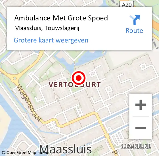 Locatie op kaart van de 112 melding: Ambulance Met Grote Spoed Naar Maassluis, Touwslagerij op 20 juli 2019 23:09