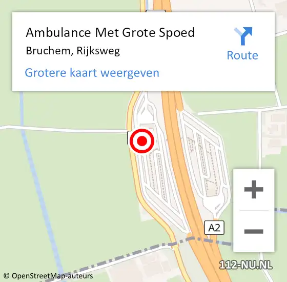 Locatie op kaart van de 112 melding: Ambulance Met Grote Spoed Naar Bruchem, Rijksweg op 21 juli 2019 01:17