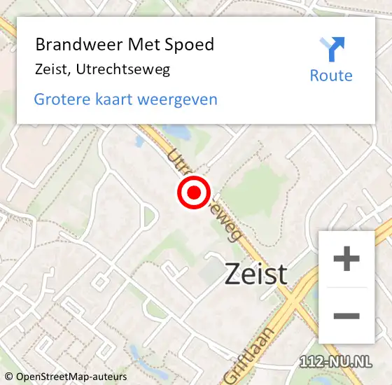 Locatie op kaart van de 112 melding: Brandweer Met Spoed Naar Zeist, Utrechtseweg op 21 juli 2019 08:29