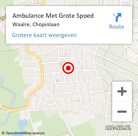 Locatie op kaart van de 112 melding: Ambulance Met Grote Spoed Naar Waalre, Chopinlaan op 21 juli 2019 14:41