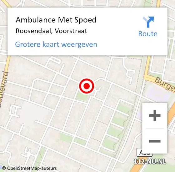 Locatie op kaart van de 112 melding: Ambulance Met Spoed Naar Roosendaal, Voorstraat op 21 juli 2019 16:46