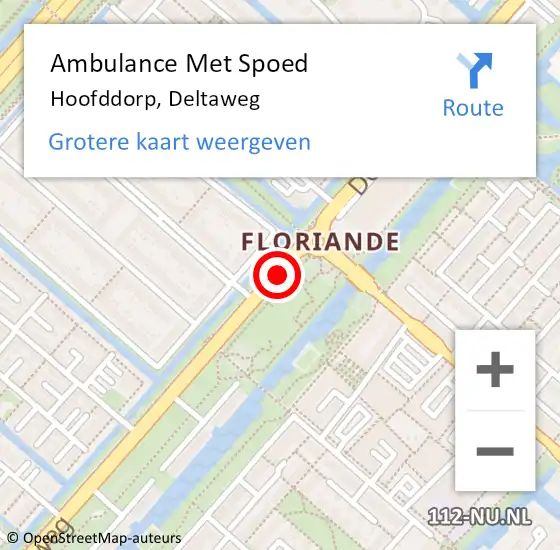 Locatie op kaart van de 112 melding: Ambulance Met Spoed Naar Hoofddorp, Deltaweg op 21 juli 2019 17:05
