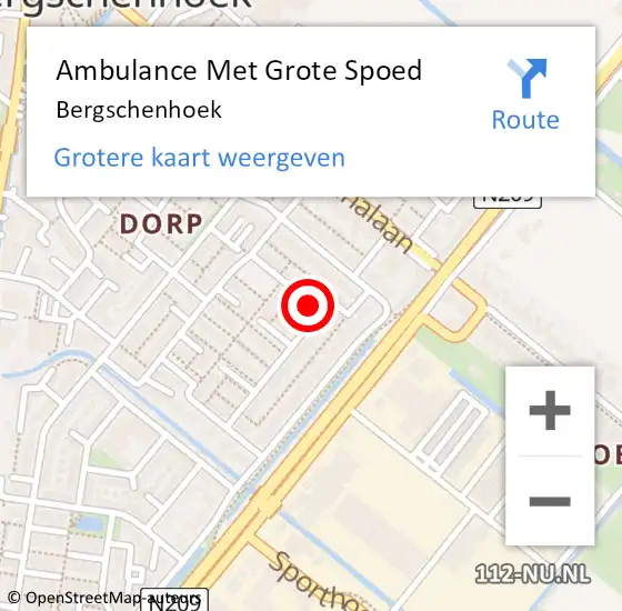 Locatie op kaart van de 112 melding: Ambulance Met Grote Spoed Naar Bergschenhoek op 21 juli 2019 18:00