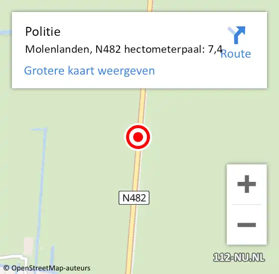 Locatie op kaart van de 112 melding: Politie Wijngaarden, Provincialeweg op 21 juli 2019 19:10