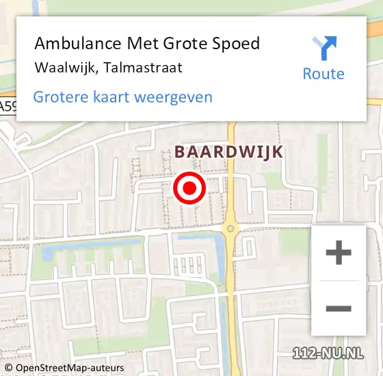 Locatie op kaart van de 112 melding: Ambulance Met Grote Spoed Naar Waalwijk, Talmastraat op 21 juli 2019 19:25