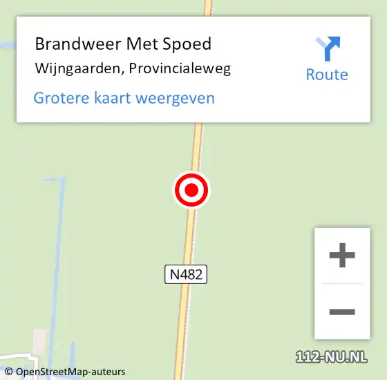 Locatie op kaart van de 112 melding: Brandweer Met Spoed Naar Wijngaarden, Provincialeweg op 21 juli 2019 19:26