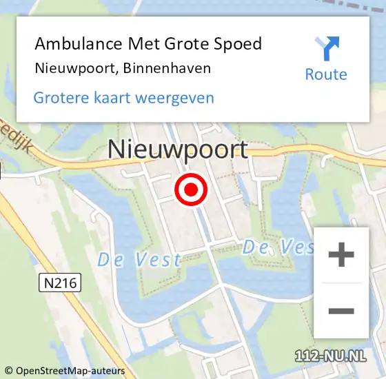 Locatie op kaart van de 112 melding: Ambulance Met Grote Spoed Naar Nieuwpoort, Binnenhaven op 21 juli 2019 23:01