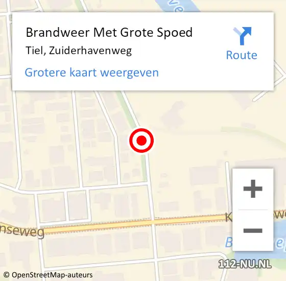 Locatie op kaart van de 112 melding: Brandweer Met Grote Spoed Naar Tiel, Zuiderhavenweg op 22 juli 2019 03:11