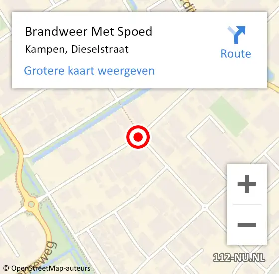 Locatie op kaart van de 112 melding: Brandweer Met Spoed Naar Kampen, Dieselstraat op 22 juli 2019 08:48