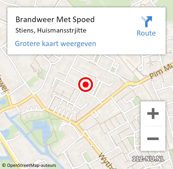 Locatie op kaart van de 112 melding: Brandweer Met Spoed Naar Stiens, Huismansstrjitte op 22 juli 2019 08:57