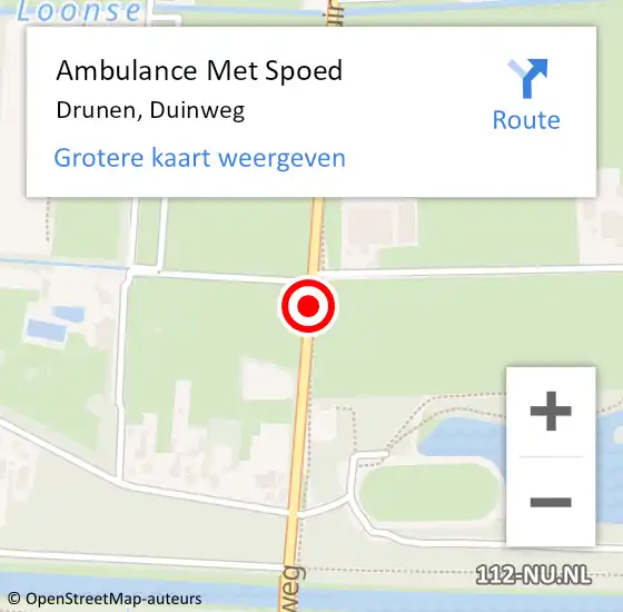 Locatie op kaart van de 112 melding: Ambulance Met Spoed Naar Drunen, Duinweg op 22 juli 2019 10:20