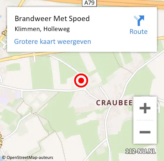 Locatie op kaart van de 112 melding: Brandweer Met Spoed Naar Klimmen, Holleweg op 22 juli 2019 11:26
