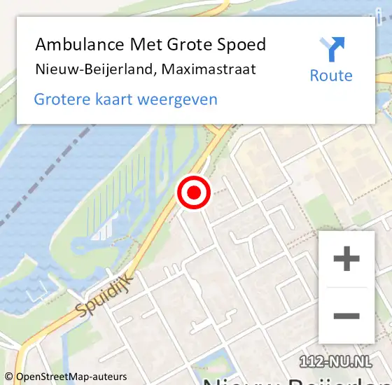 Locatie op kaart van de 112 melding: Ambulance Met Grote Spoed Naar Nieuw-Beijerland, Maximastraat op 22 juli 2019 11:26