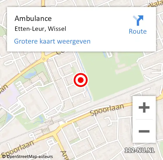 Locatie op kaart van de 112 melding: Ambulance Etten-Leur, Wissel op 22 juli 2019 12:37