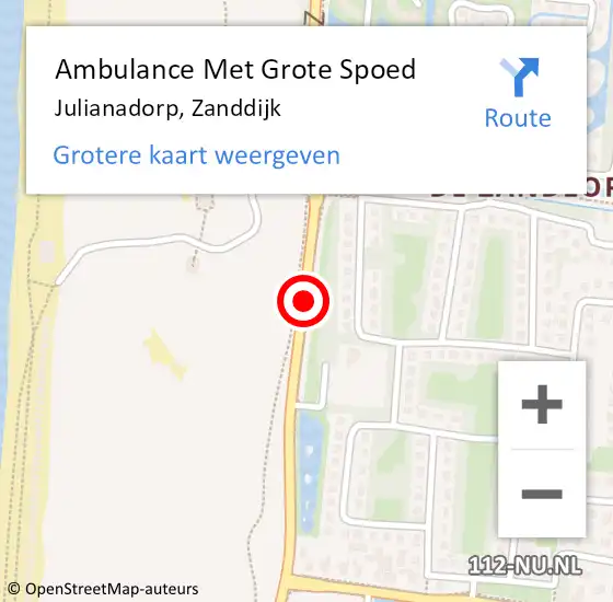 Locatie op kaart van de 112 melding: Ambulance Met Grote Spoed Naar Julianadorp, Zanddijk op 22 juli 2019 14:51