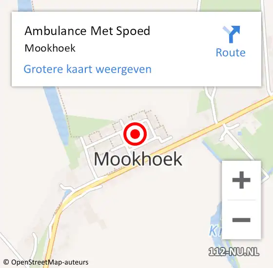 Locatie op kaart van de 112 melding: Ambulance Met Spoed Naar Mookhoek op 22 juli 2019 15:11