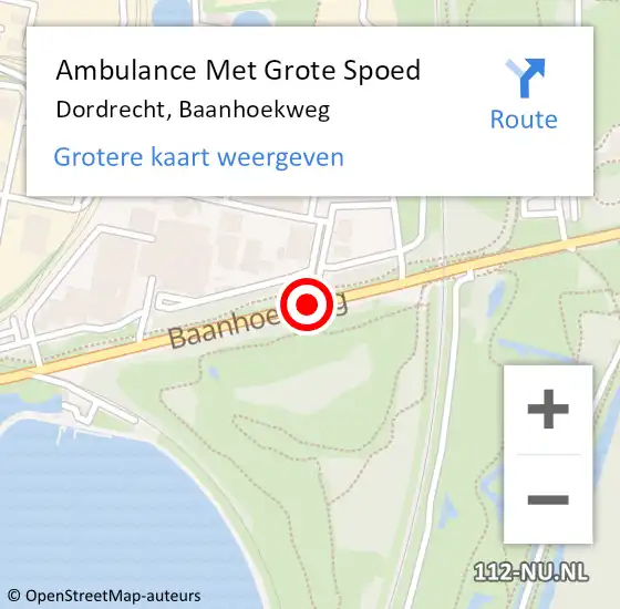 Locatie op kaart van de 112 melding: Ambulance Met Grote Spoed Naar Dordrecht, Baanhoekweg op 22 juli 2019 15:48