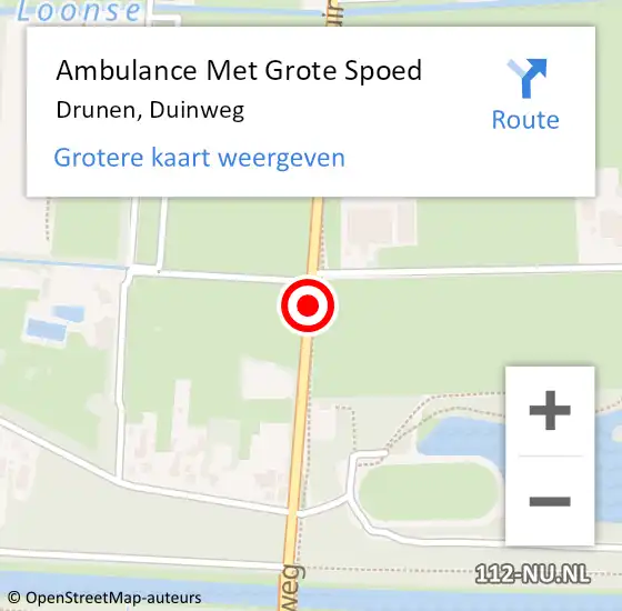 Locatie op kaart van de 112 melding: Ambulance Met Grote Spoed Naar Drunen, Duinweg op 22 juli 2019 16:07