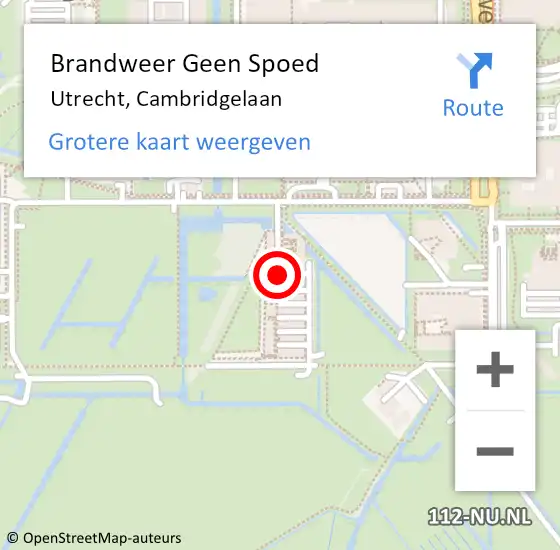 Locatie op kaart van de 112 melding: Brandweer Geen Spoed Naar Utrecht, Cambridgelaan op 22 juli 2019 16:36