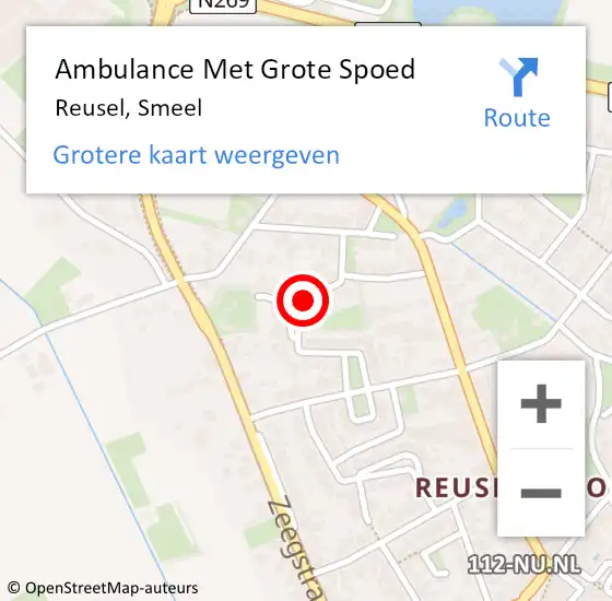 Locatie op kaart van de 112 melding: Ambulance Met Grote Spoed Naar Reusel, Smeel op 22 juli 2019 18:03