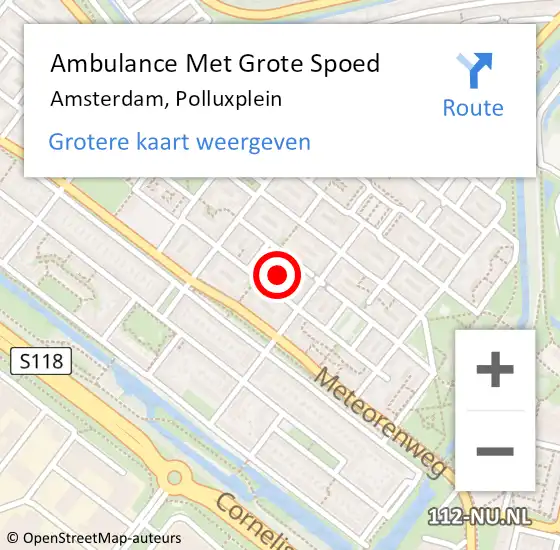 Locatie op kaart van de 112 melding: Ambulance Met Grote Spoed Naar Amsterdam, Polluxplein op 22 juli 2019 19:02