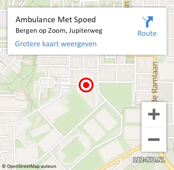 Locatie op kaart van de 112 melding: Ambulance Met Spoed Naar Bergen op Zoom, Jupiterweg op 22 juli 2019 19:08