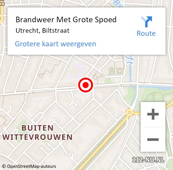 Locatie op kaart van de 112 melding: Brandweer Met Grote Spoed Naar Utrecht, Biltstraat op 22 juli 2019 20:05