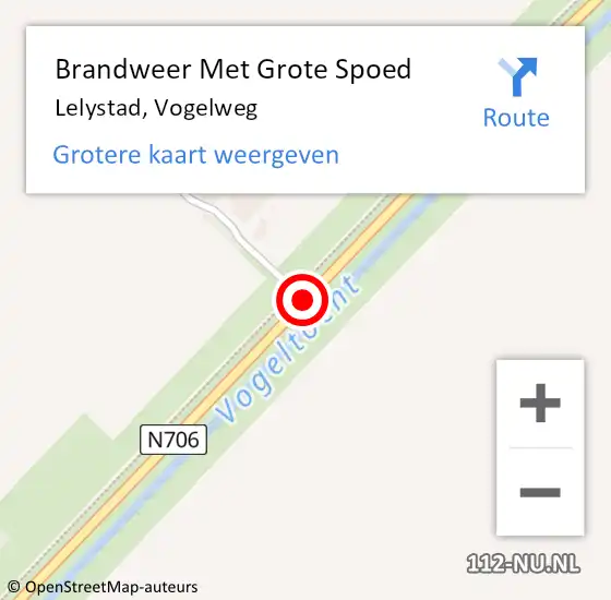 Locatie op kaart van de 112 melding: Brandweer Met Grote Spoed Naar Lelystad, Vogelweg op 22 juli 2019 20:56
