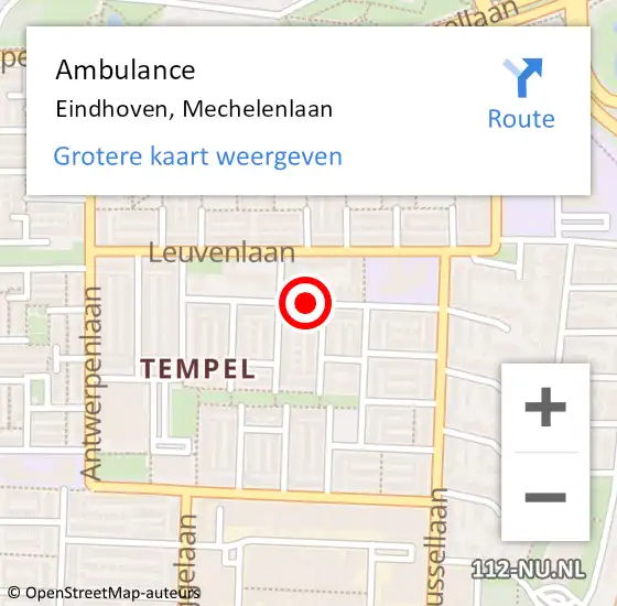 Locatie op kaart van de 112 melding: Ambulance Eindhoven, Mechelenlaan op 22 juli 2019 21:26