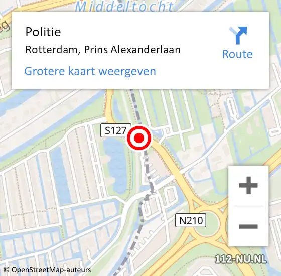Locatie op kaart van de 112 melding: Politie Rotterdam, Prins Alexanderlaan op 22 juli 2019 23:50